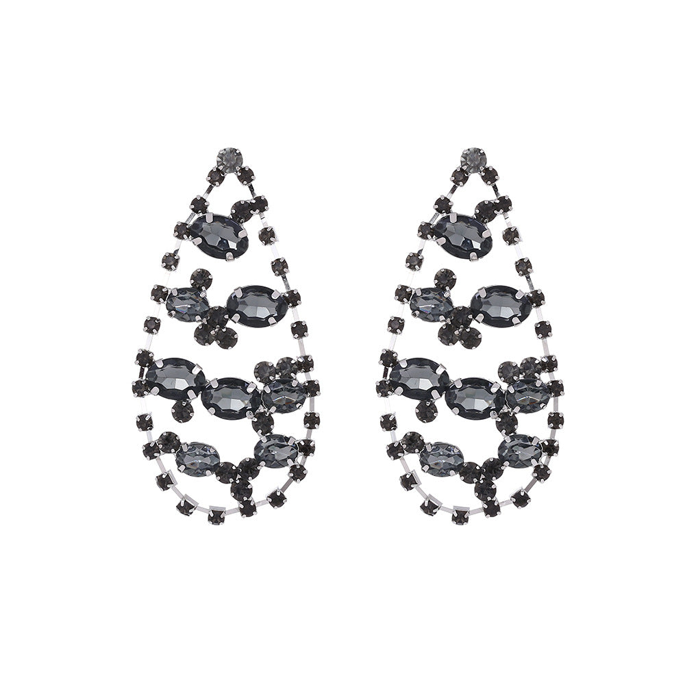 Wholesale Drop-shaped Tassel Retro Super Shiny Full Diamond Earrings